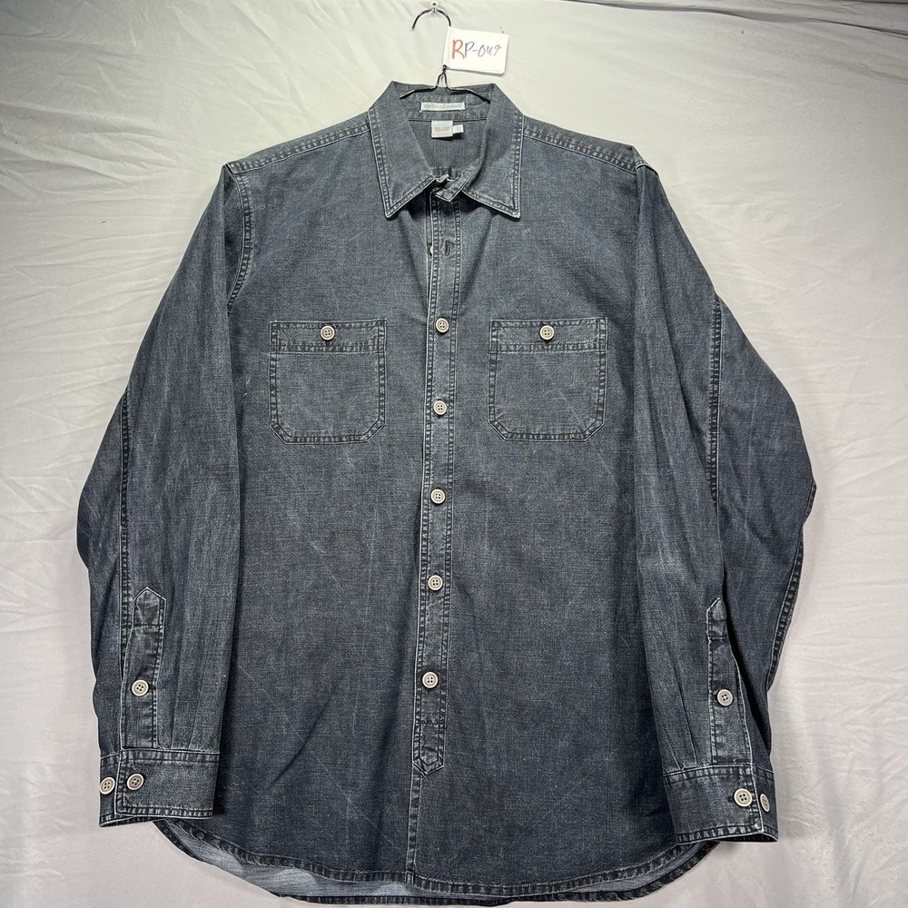 Carbon 2 Cobalt Shirt Men Large Blue Button Up Chambray Denim Work Western Ranch